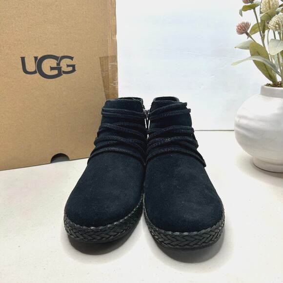 UGG Rianne Suede Ankle Boots Zipper Black 1123598 Women's US 6.5 NWB - Picture 2 of 10